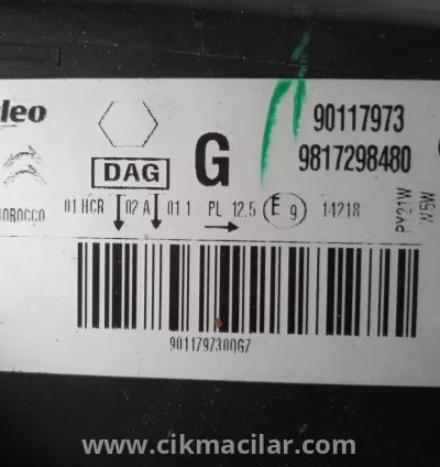 Citroen C-Elysee Sol Ön Far 2017 Sonrası Makyajlı Kasa Parça No 9817298480 90117973 3