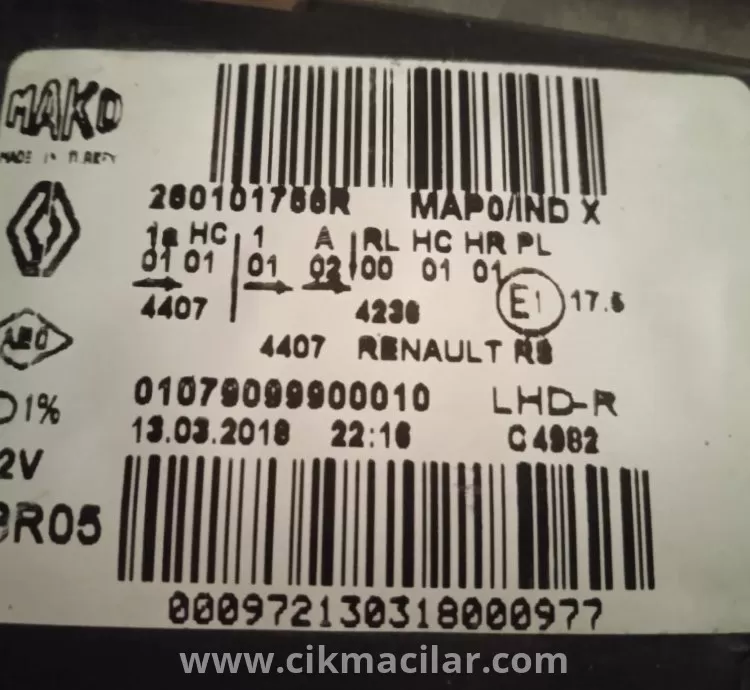 renault clio IV 4 ön sağ icon ledli far 2013-2019 model