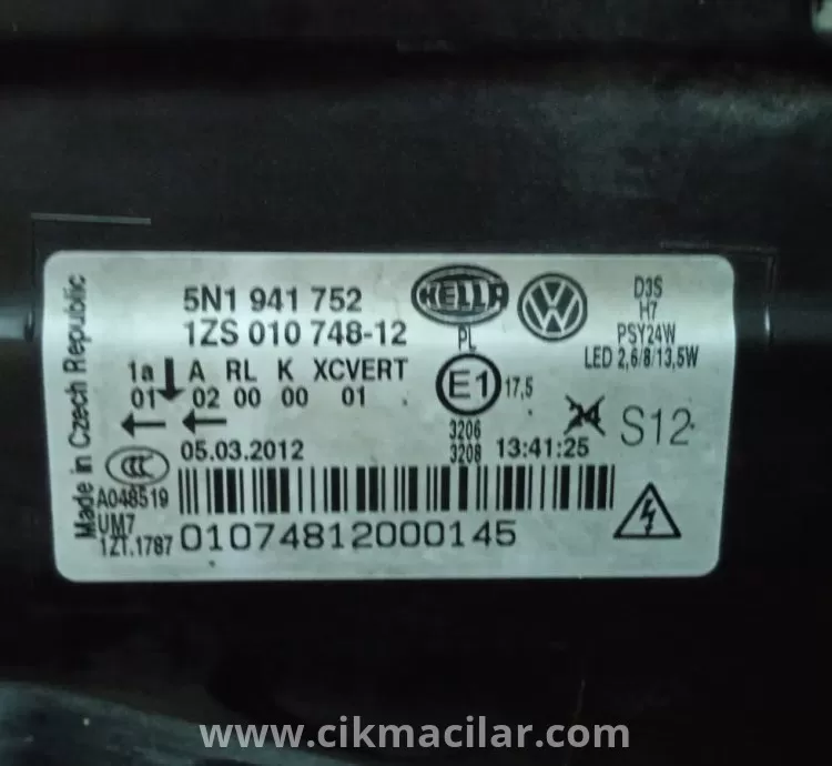 volkswagen tiguan sağ ön far 2012-2015 model