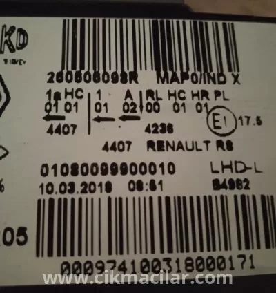 renault clio IV 4 ön sol icon ledli far 2013-2019 model 3